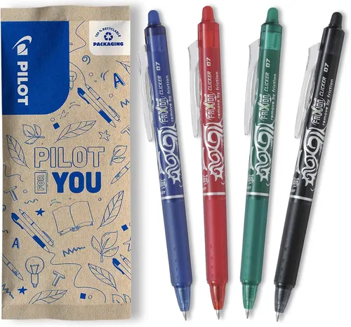 PILOT - FriXion Clicker 0.7 Set - 4 Stück: Blau/Schwarz/Grün/Rot - Radierbarer