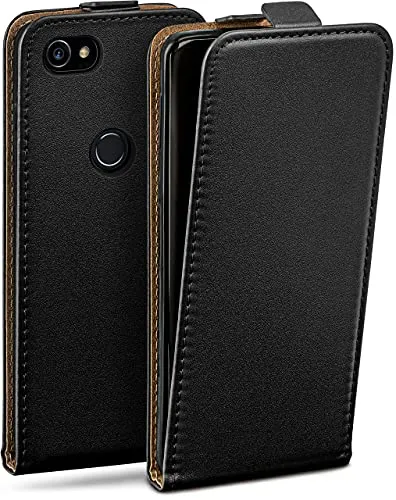 moex Flip Case für Google Pixel 2 XL Hülle klappbar mit 360 Grad Schutz, Handyhülle mit Displayschutz, PU Leder Handytasche Lederhülle, Flip Case Cover Klapphülle, Schwarz