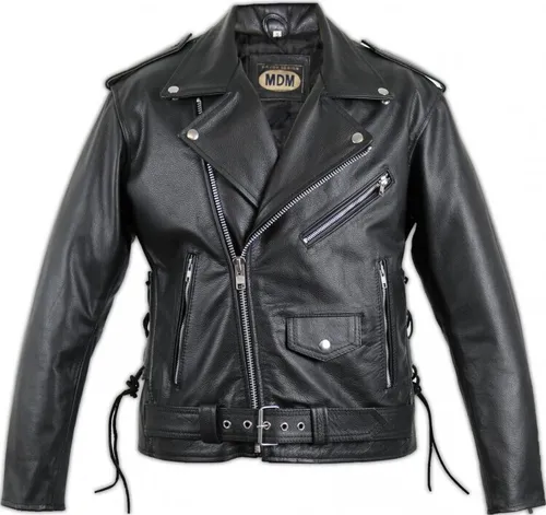 Motorrad Rocker Lederjacke ROCKABILLY Chopper Biker Jacke (4XL) - Funktionsjacke aus strapazierfähigem Rindleder mit 5 Protektoren-Taschen und verstellbaren Seiten für optimalen Tragekomfort.