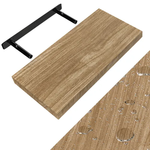 DeubaXXL DE Wandregal Schweberegal 50cm Eiche - Wandboard im modernen Design mit freischwebendem Effekt, ideal für jeden Raum. Hergestellt aus robustem MDF, trägt es bis zu 15 kg und setzt deine Lieblingsstücke stilvoll in Szene.