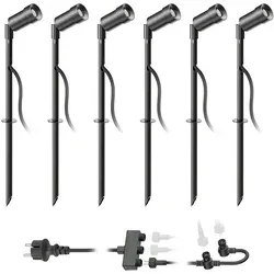 ledscom.de LED Gartenstrahler Spico schwarz mit Erdspieß – 6er Set, IP44, 125lm kalt-weiß - Energieeffiziente LED-Technologie mit 125 lm Leuchtkraft. Ideal für den Außenbereich dank spritzwassergeschützten IP44. Flexibel einsetzbar und einfach zu installieren – perfekt für Gartenwege und Blumenbeete.