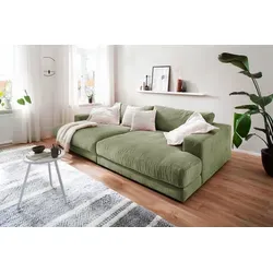KAWOLA Big Sofa Madeline Cord olivgrün - Sofas & Couches mit hochwertiger Federfüllung für optimalen Sitzkomfort, passt sich perfekt der Körperform an und sorgt für entspannte Stunden.