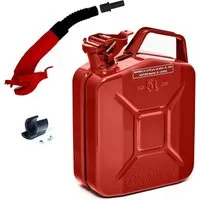 BW Benzinkanister Metall 5L mit Ausgießer - TÜV-geprüft und UN-zugelassen - Benzinkanister 5L aus pulverbeschichtetem Stahl, speziell nach NATO-Standards gefertigt. Ideal für Benzin und Diesel, bietet maximale Sicherheit durch UN-Zulassung und einen praktischen Ausgießer für schnelles Betanken.