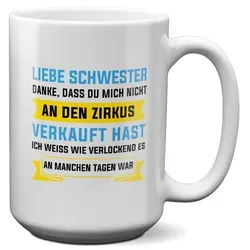 22Feels Tasse Grosse Schwester Geschenk Geburtstag Weihnachten Ältere Geschwister, Keramik, XL, Made In Germany, Spülmaschinenfest weiß