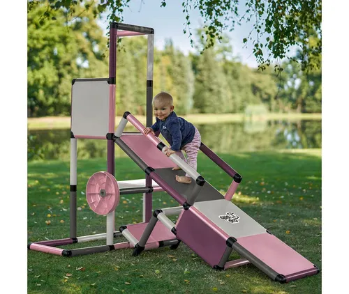 Quadro Evolution Home Spielturm mit Babyrutsche – Berry - Modularer Kletterturm für drinnen und draußen, ab 6 Monaten. Fördert Motorik und Kreativität mit verschiedenen Spielmodellen und sicherem Stecksystem.