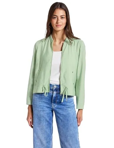 STREET ONE Damen A212724 Sommerlicher Blouson in Soft Jade Green, Größe 44 - Funktionsjacke mit Rundhalsausschnitt, seitlichen Taschen und Tunnelzug zum Taillieren – ideal für einen lässigen Sommerlook aus angenehm leichtem Viskosemix.