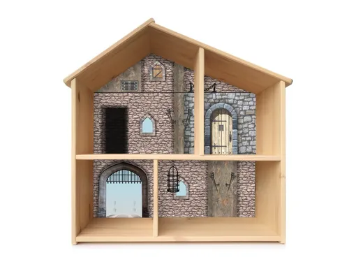 STIKKIPIX Spielmatte PHF04, Ritterburg Aufkleber Puppenhaus FLISAT IKEA (Möbel NICHT inkl)