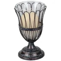 formano Windlicht Kerzenvase aus Metall und Glas braun 20 cm