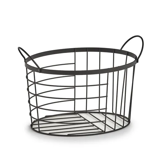 Zeller Present Aufbewahrungskorb aus Metall, schwarz - Klassischer und widerstandsfähiger Aufbewahrungskorb aus Eisen im Industrial Design. Ideal für jeden Raum, ob als Ordnungshelfer im Bad oder stilvoller Korb für Zeitungen und Holz.