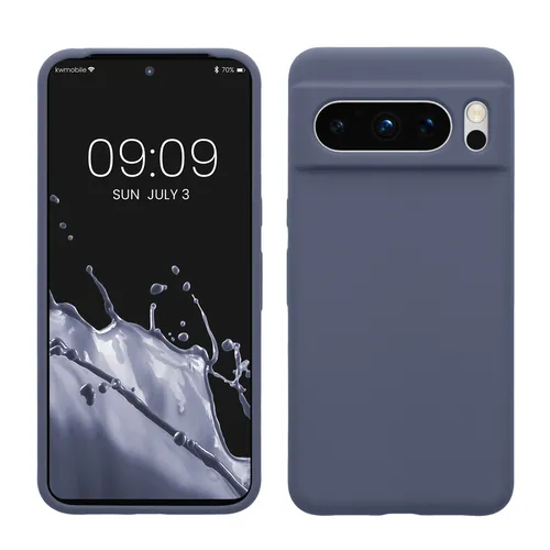 kwmobile Handyhülle für Google Pixel 8 Pro Hülle, für Pixel 8 Pro Case - Hülle Silikon - kabelloses Laden - Blaugrau