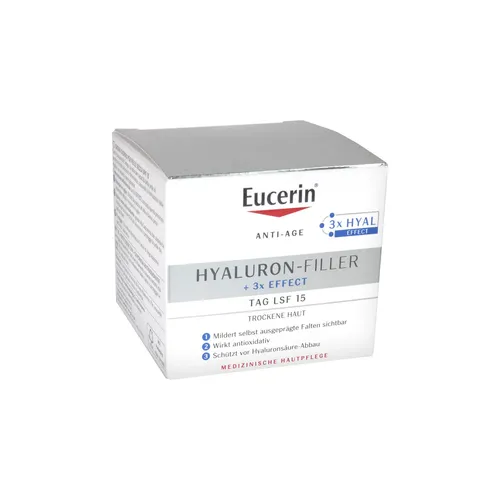 Eucerin Hyaluron-Filler Tagespflege - 50 ml Creme für trockene Haut, wirkt Falten entgegen und spendet intensive Feuchtigkeit