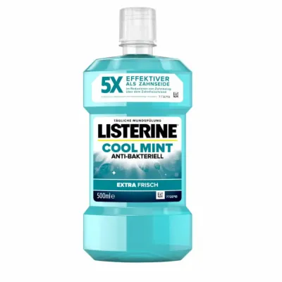 LISTERINE Cool Mint Mild Mundspülung 500 ml - Alkoholfreie Mundspülung für effektive Mundhygiene, mild im Geschmack und ideal für Kinder ab 6 Jahren. Entfernt Bakterien und reduziert Zahnbelag.