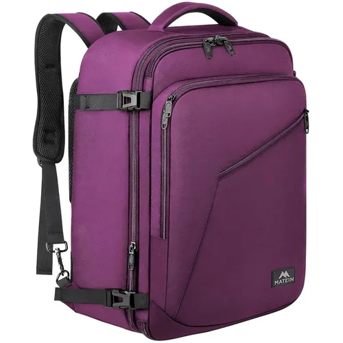 MATEIN Handgepäck Rucksack Damen 40x30x20 cm – Violett - Erweiterbarer Handgepäck Rucksack für Flugreisen: Mit 0,8 kg leicht und wasserabweisend, bietet er Komfort und praktische Organisation für Kurztrips und Geschäftsreisen. Versteckte Schultergurte und zwei Tragegriffe sorgen für Flexibilität.