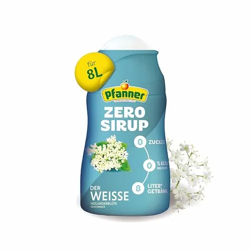 Pfanner Zero Sirup Der Weisse (1 x 57 ml) – Zuckerfreier Eistee Sirup - Ideal für erfrischenden Eistee – der Pfanner Zero Sirup in Zitrone Holunderblüte ist kalorienfrei und ermöglicht individuelles Mischen. Eine Flasche reicht für bis zu 8 Liter und bietet vielseitigen Genuss ohne Zucker.
