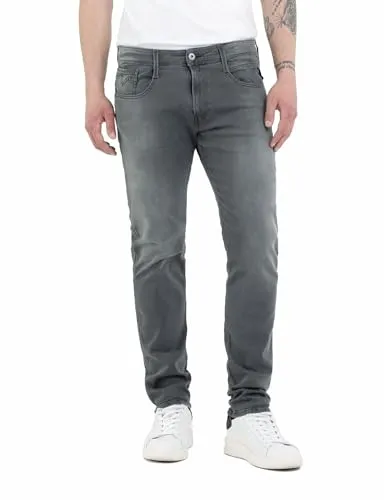 Replay Herren Jeans Anbass Slim-Fit mit Comfort Stretch, Dark Grey 096 - Jeans mit 5 praktischen Taschen und Power Stretch für optimalen Komfort und perfekte Passform. Ideal für lässige Outfits im Alltag.