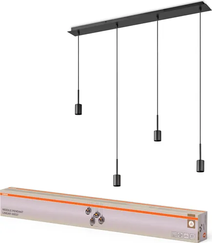 OSRAM Decor Pendelleuchte Needle Linear 4xE27 - Stilvolle Pendelleuchte in dunkelgrau, aus robustem Stahl, ideal für individuelle Innenraumgestaltungen.
