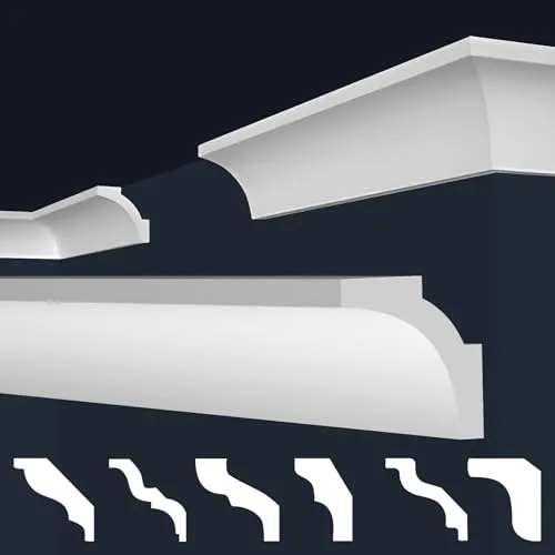 marbet design Stuckleiste E-12 - 30 Meter XPS Styropor Deckenleisten - Deckenleisten aus hochwertigem XPS Styropor, leicht zu montieren und feuchtigkeitsbeständig. Verleihen Sie Ihrem Raum mit eleganten Designs einen zeitlosen Charme.