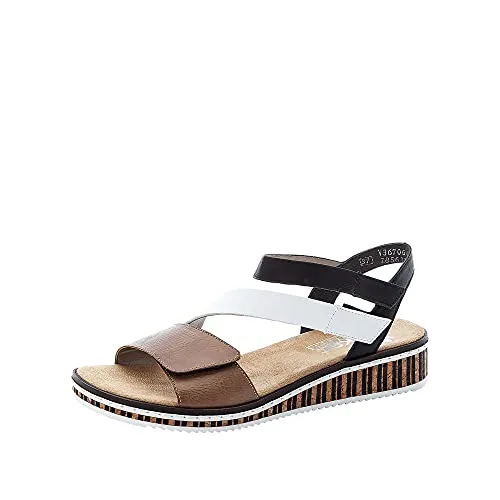 Rieker Damen Sandalen V3670 - Bequeme Wanderschuhe - Wanderschuhe mit Klettverschluss, ideal für unbeschwerte Sommerausflüge und optimalen Tragekomfort.
