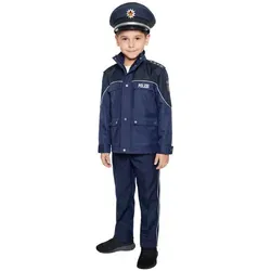 Maskworld Polizei-Kostüm Deluxe für Kinder - Dreiteiliges Polizei-Kostüm in Blau, ideal für Fasching und Karneval. Originalgetreu und perfekt für kleine Polizisten ab 6 Jahren.