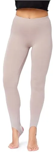 Bellivalini Damen Thermo Leggings Gefüttert mit Fußschlaufe für Winter Warme Apre Ski BLV50-321 (Caffelatte, S)