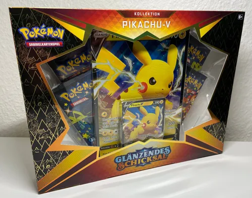 Pokemon TCG | Glänzendes Schicksal | Kollektion Pikachu V - Filme: Entdecken Sie die aufregende Pikachu V Kollektion mit Booster-Packs aus der Edition Glänzendes Schicksal – perfekt für Sammler und Pokémon-Fans!