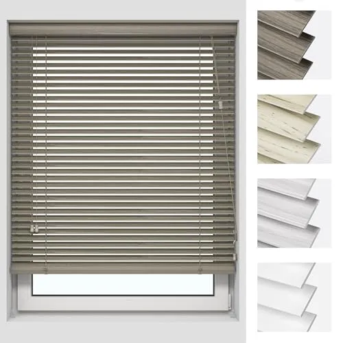 Victoria M. Kaya Holzoptik Jalousie 80 x 250 cm - Edle Holzoptik mit robustem PVC – ideal für alle Wohnräume. Die 35 mm breiten Lamellen bieten individuelle Lichtregulierung und Sichtschutz. Einfache Montage und sichere Bedienung dank integriertem Schnurmechanismus.