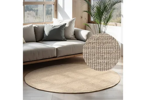 HANSE Home Teppich Jaipur Juteteppich - Skandinavischer Juteteppich in naturweiß, Ø 200 cm, robust & strapazierfähig, ideal für Wohnzimmer, Esszimmer und Schlafzimmer.