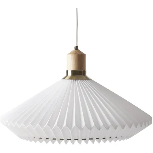 Pendelleuchte Halo Design Paris Ø40 Weiß - Elegante Pendelleuchte für Esszimmer und Wohnzimmer, inspiriert von Pariser Trends. Mit plissiertem Schirm und stilvollen Messingdetails sorgt sie für eine harmonische Beleuchtung und setzt dekorative Akzente.
