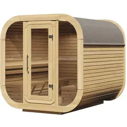 Wolff Finnhaus Design Saunahaus Luago 2x2 Art 1 naturbelassen Typ 3 mit Vollglasfront Komplett montiert