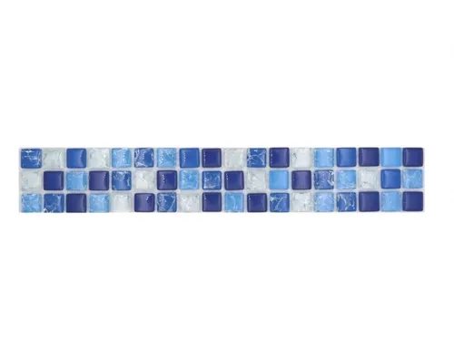 Mosaik Borde Bordüre Glasmosaik bebrochen mix weiss blau MOS92BOR-0104