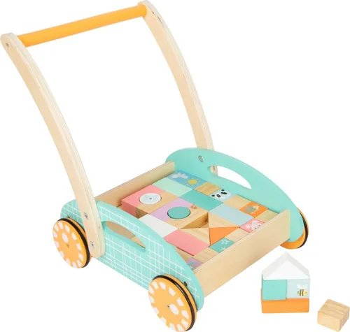 Lauflernwagen Pastell Holz - Ideal für Kleinkinder - Gesellschaftsspiele: Fördert die Mobilität und Motorik von 1-2 Jährigen mit einem liebevollen Design und stabiler Bauweise.