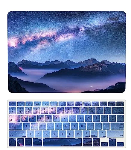 Laptop Hülle für Neues MacBook Pro 15 Zoll Modell A1990 A1707 mit Touch Bar and Touch ID 2019 2018 2017 2016 Freisetzung, Plastik Schützend Hartschale Case Cover & Tastaturschutz, Bergsterne