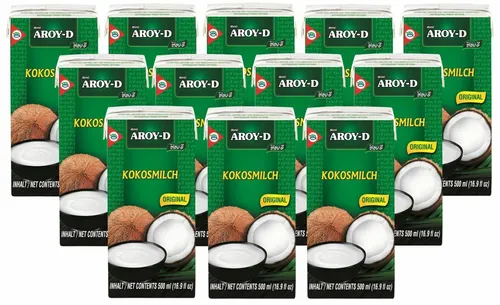 [ 12x 500ml ] AROY-D Kokosmilch  Kokosnussmilch Cocosmilch
