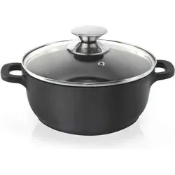 ORION Aluguss Kochtopf mit Glasdeckel GRANIT 20 cm | 2,3 l - Hochwertiger Granittopf mit Antihaftbeschichtung, ideal für gesundes Kochen mit minimalem Fett. Geeignet für alle Herdarten, inkl. Induktion, und spülmaschinenfest.