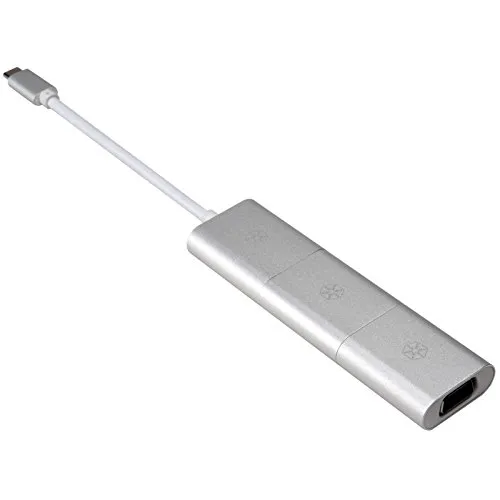 SilverStone SST-EP11S - vielseitiges Adapter-Kit, unterstützt Typ-C zu MiniDP, Typ-C zu HDMI, Typ-C zu VGA, MiniDP zu HDMI, MiniDP zu VGA, und HDMI zu VGA, silber