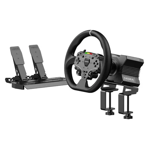 MOZA R5 Racing Set - Lenkrad- und Pedalset für Racing-Simulatoren, realistisches Fahrgefühl mit 5,5 Nm Drehmoment und hochwertigem Aluminium