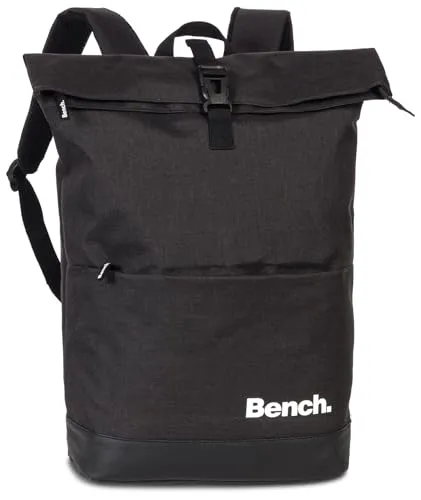 Ragusa-Trade Bench Classic Rolltop Rucksack für Damen & Herren, 19 L, schwarz - Praktischer Rolltop Rucksack in stilvollem Design, ideal für Reisen, Schule oder Sport. Mit erweiterbarem Stauraum und gepolstertem Laptopfach für bis zu 15,6 Zoll. Hochwertige Verarbeitung sorgt für Langlebigkeit und Komfort.