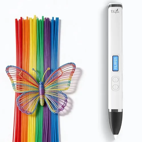 Filapen Premium 3D Stift Set Weiß – PCL Filament, kein Verbrennungsrisiko, ab 8 Jahren, 25m Filamente + Vorlagen