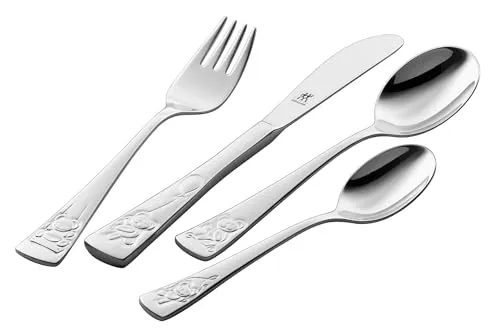 ZWILLING Kinderbesteck 'Teddy' 4-teilig - 4-teiliges Kinderbesteck aus Edelstahl mit niedlichem Teddy-Design, perfekt für kleine Essanfänger und spülmaschinengeeignet.