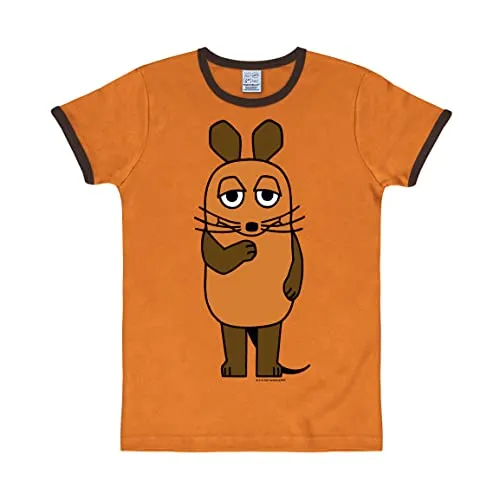 LOGOSHIRT T-Shirt Die Sendung mit der Maus - Lizenziertes Design in Braun/Orange, Größe XS - Hochwertiges T-Shirt aus 100% Baumwolle mit coolem Maus-Motiv. Ideal für den lässigen Look im Alltag. Maschinenwaschbar und angenehm zu tragen.