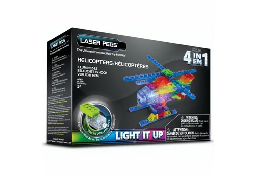 Laser Pegs Modellbausatz Helikopter Klemmbausteine 4 in 1 LED Licht Hubschrauber Helicopters