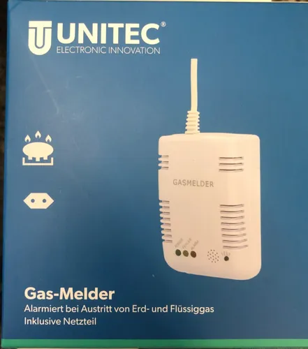 UNITEC Gasmelder für Erdgas und Flüssiggas - Zuverlässiger Gasmelder in Weiß mit 85 dB Schallleistung, ideal für den Schutz vor gefährlichen Gaslecks in Ihrem Zuhause.