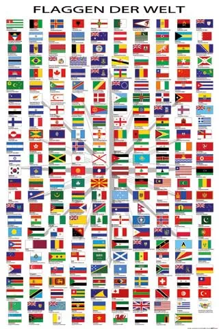 Poster Flaggen der Welt - Poster - mit Hauptstädten