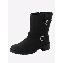 sheego Bikerboots 320875_38 - Modische Stiefelette - Stylische Bikerboots aus echtem Nubukleder mit verstellbaren Schnallenbändern für optimalen Tragekomfort. Ideal für breitere Füße, perfekt für den Alltag.