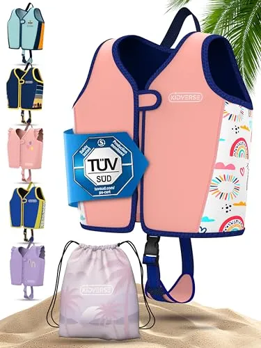 KIDVERSE Schwimmweste Kinder 2-3 Jahre - TÜV geprüfte Schwimmhilfe mit Bauchumfang bis 56cm - Schwimmhilfe Kinder 2-3 Jahre - Kinderschwimmweste zum Schwimmen Lernen - Komfort Schwimmweste Kind