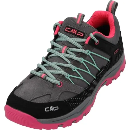 CMP Kids Rigel Low Trekking Shoes WP cemento-pink fluo (35YN) - Wanderschuhe für Kinder mit wasserdichter ClimaProtect-Membran und robustem Design, ideal für Outdoor-Abenteuer und Alltag.