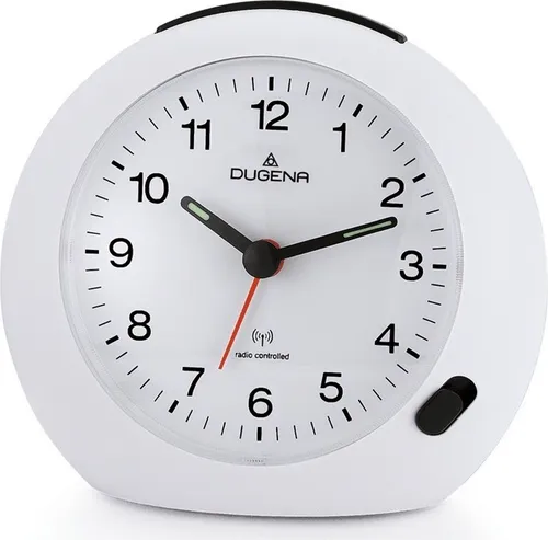 Dugena Funkwecker 4460382 - Wecker mit Funksignal für MEZ/CET, Zifferblattbeleuchtung und ansteigendem Wecksignal - ideal für einen sanften Start in den Tag.
