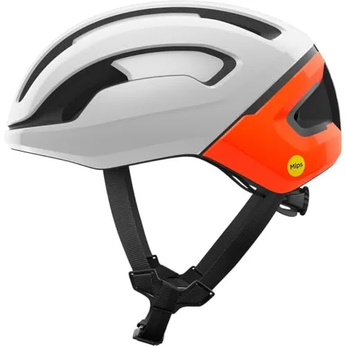 POC Omne Air MIPS Fahrradhelm in hydrogen white/fluorescent orange (L/56-61cm) - Der POC Omne Air MIPS Fahrradhelm bietet optimalen Schutz und höchsten Komfort für Radfahrer. Mit integriertem MIPS Air Node Modul für verbesserten Aufprallschutz und 360°-Anpassungssystem für perfekte Passform.