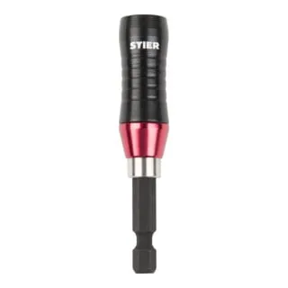 STIER Bithalter KraftSpezial mit Ringmagnet - Effizienter Bithalter für präzises und freihändiges Verschrauben. Ideal für Holzbauschrauben, mit Schnellwechsel-Funktion und automatischer Schraubenfreigabe. Perfekt für Profis im Handwerk.