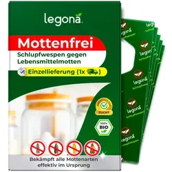 Legona® Schlupfwespen gegen Lebensmittelmotten - Schädlingsbekämpfung mit effektiven Schlupfwespen: Sicher, giftfrei und ideal für Haushalte mit Kindern und Haustieren. Verabschieden Sie sich von Lebensmittelmotten!